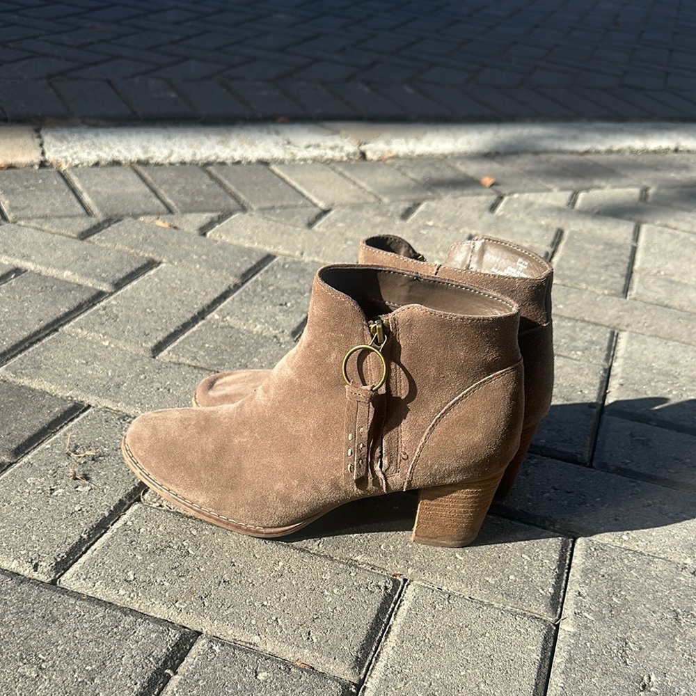 Suede Ankle Boots - Brown